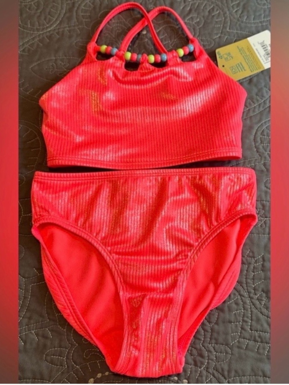 Thereabouts Girls Coral Fun 2 Piece Tankini Set NWT Size XL 16